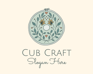 Flower Leaves Embroidery Craft logo design