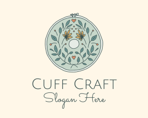 Flower Leaves Embroidery Craft logo design