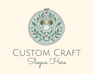 Flower Leaves Embroidery Craft logo design