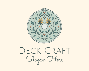 Flower Leaves Embroidery Craft logo design