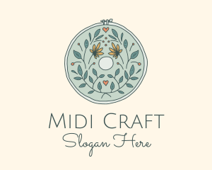 Flower Leaves Embroidery Craft logo design