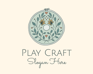 Flower Leaves Embroidery Craft logo design