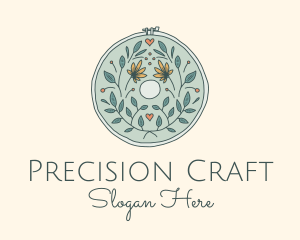 Flower Leaves Embroidery Craft logo design