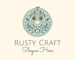 Flower Leaves Embroidery Craft logo design