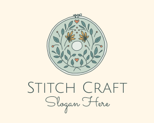 Flower Leaves Embroidery Craft logo design