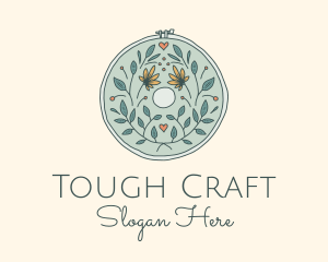 Flower Leaves Embroidery Craft logo design