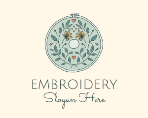 Flower Leaves Embroidery Craft logo design