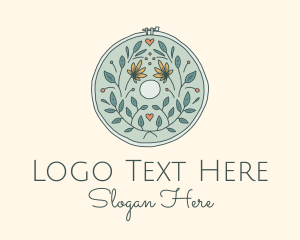 Needleworker - Flower Leaves Embroidery Craft logo design