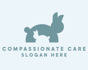 Caring - Baby Rabbit Silhouette logo design