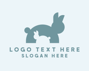 Rabbit Ears - Baby Rabbit Silhouette logo design