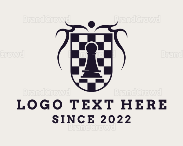 Pawn Chessboard Shield Logo