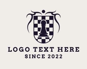 Strategy - Pawn Chessboard Shield logo design