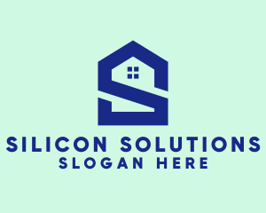 S Shape Polygon House  logo design