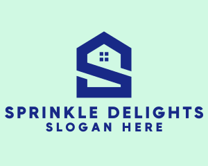 S Shape Polygon House  logo design