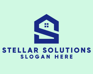 S Shape Polygon House  logo design