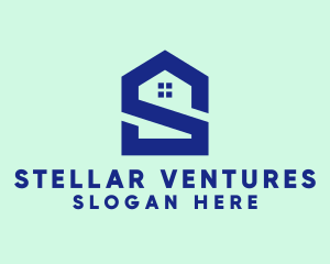 S Shape Polygon House  logo design