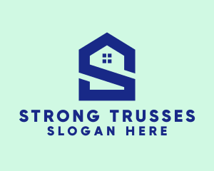 S Shape Polygon House  logo design