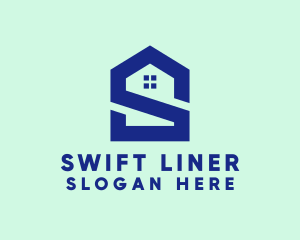 S Shape Polygon House  logo design