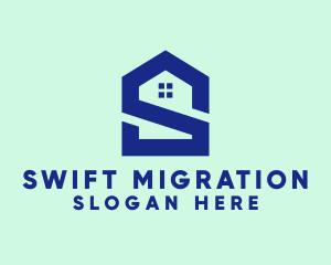 S Shape Polygon House  logo design