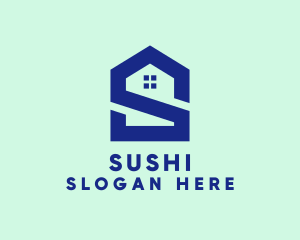 S Shape Polygon House  logo design