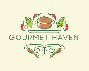 Kitchen Cooking Pot Restaurant logo design