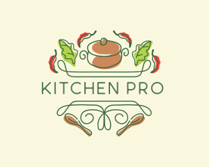 Kitchen Cooking Pot Restaurant logo design