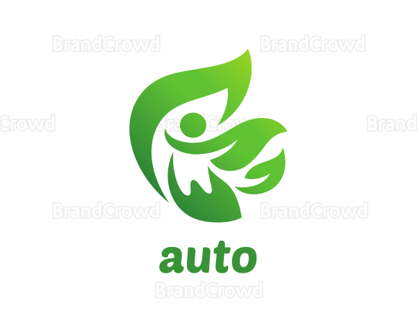 Green Leaves Person Logo