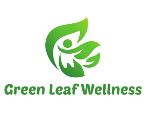 Green Leaves Person logo design