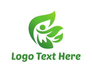 Wellbeing - Green Leaves Person logo design
