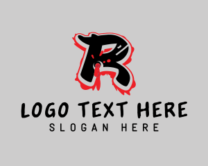 Hip Hop Label - Splatter Graffiti Letter R logo design