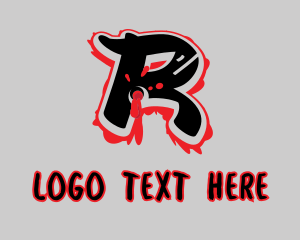 Blood - Splatter Graffiti Letter R logo design