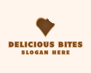 Heart Cookie Bite logo design