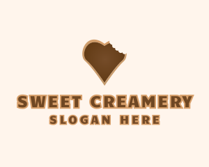 Heart Cookie Bite logo design