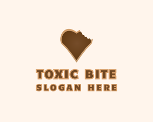 Heart Cookie Bite logo design