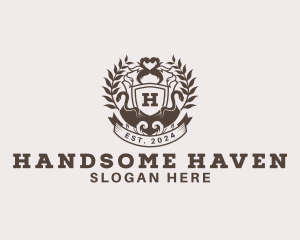 Shield Plantation Wreath logo design