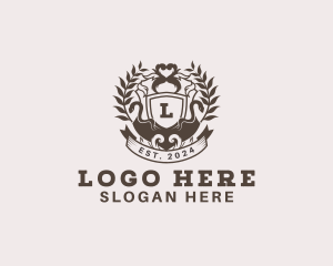 Shield Plantation Wreath logo design