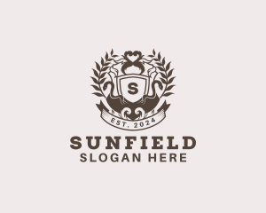 Shield Plantation Wreath logo design