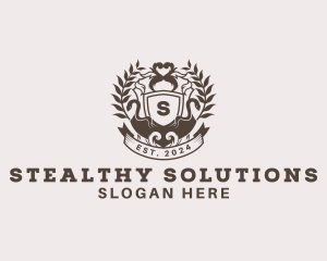 Shield Plantation Wreath logo design