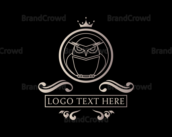 Crown Owl Bird Logo