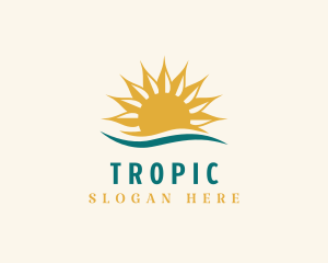 Tropical Sunset Wave logo design