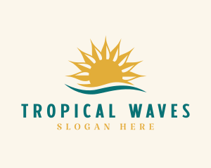 Tropical Sunset Wave logo design