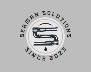 Pipe Wrench Plumbing Maintenance logo design