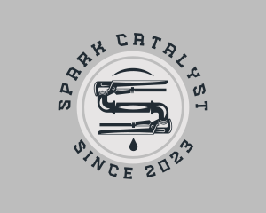 Pipe Wrench Plumbing Maintenance logo design