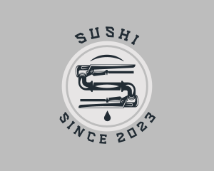 Pipe Wrench Plumbing Maintenance logo design