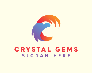 Gradient Eagle Letter C logo design