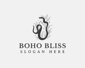 Boho Snake Leaves logo design