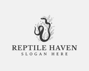 Boho Snake Leaves logo design