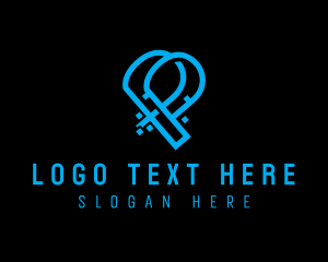 Cyber Digital Pixel Letter P logo design