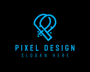 Cyber Digital Pixel Letter P logo design