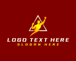 Triangle - Human Lightning Bolt logo design